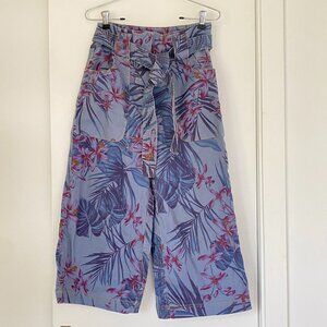 Suno Tropical Printed Wideleg Cropped Pant